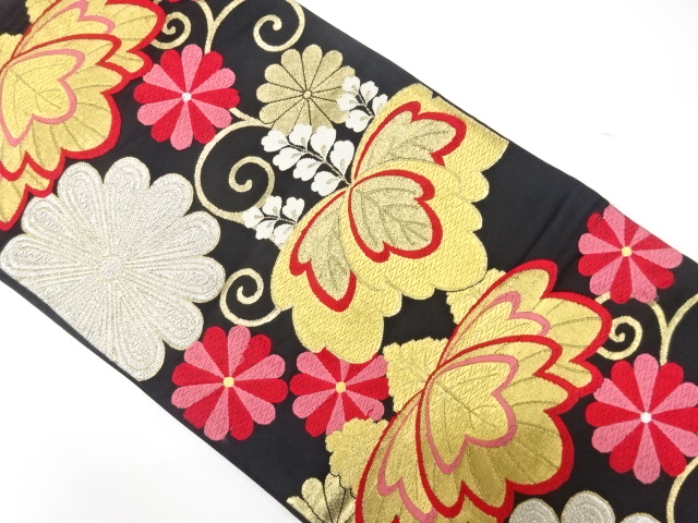 アンティーク　菊に桐模様織り出し袋帯（着用可）